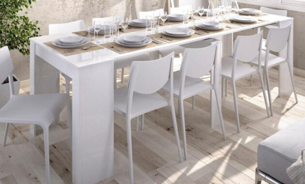 Mesa De Comedor Barata O2d5 Mesa Consola Extensible Moderna Y Barata De 51 Cm A 239 Cm En Blanco Brillo