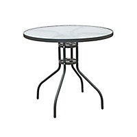 Mesa De Terraza Thdr Mesa Redonda Metal Cubierta Vidrio 80x71cm Grafito Outzen Easy