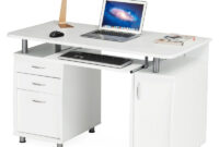 Mesa ordenador Blanca Mndw songmics Mesa De ordenador Con 3 Cajones Escritorio De Oficina