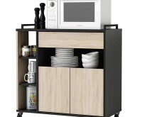 Mueble Auxiliar Microondas Rldj Mueble Auxiliar Microondas Roble Negro 80x76 5 Miroytengo