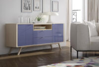 Muebles Retro S1du Aparador Bajo En Color Olmo Con Frente Lacado En Azul De La