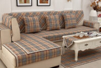 Plaids sofa Dwdk British Brown Plaid sofa Cover Cotton Linen Lace Decor Sectional