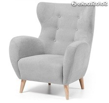 Sillon orejero Barato Whdr Sillà N Con Botones De Cuero Artificial Plateado