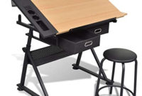 Tablero Mesa Tqd3 Vidaxl Mesa Con Tablero Inclinable Y Taburete Mueble Oficina Escritorio Dibujo